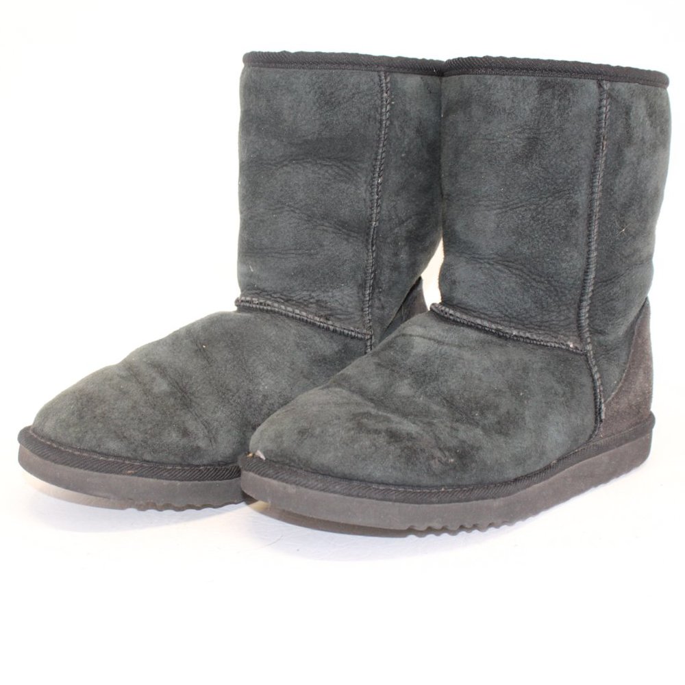 UGG Australia Classic Mid Calf Sheepskin Suede Boots Black Style F8006 #125 - Picture 5 of 11